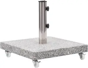 vidaXL Umbrella Weight Plate Granite 55.1 lb Square Gray Parasol Base Stand