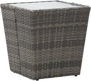 vidaXL Tea Table Patio End Table with Glass Top Coffee Table PE Rattan Gray