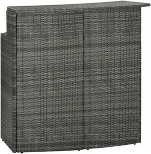 vidaXL Patio Bar Table Outdoor Counter Pub Table with 2 Shelves PE Rattan Gray