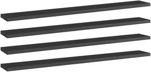 vidaXL Bookshelf Boards Floating Shelf 4 Pcs High Gloss Black Engineered Wood
