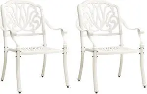 vidaXL Patio Chairs 2 Pcs Patio Furniture for Garden Deck Cast Aluminum White