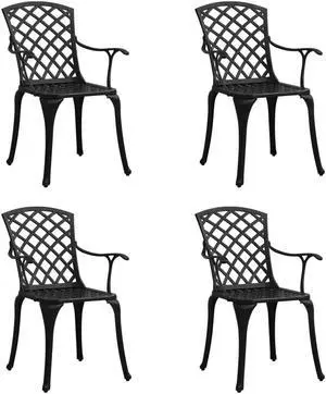 vidaXL Patio Chairs 4 Pcs Patio Furniture for Garden Deck Cast Aluminum Black