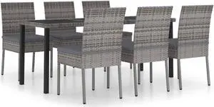 vidaXL Patio Dining Set 5 Piece Outdoor Table and Chair Set Poly Rattan Gray