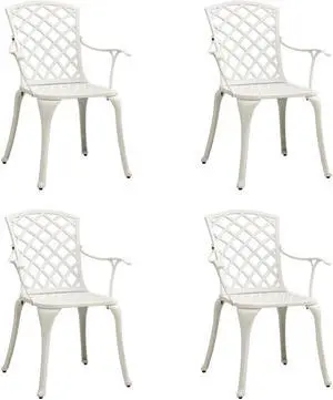 vidaXL Patio Chairs 4 Pcs Patio Furniture for Garden Deck Cast Aluminum White