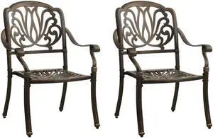 vidaXL Patio Chairs 2 Pcs Patio Furniture for Garden Cast Aluminum Bronze