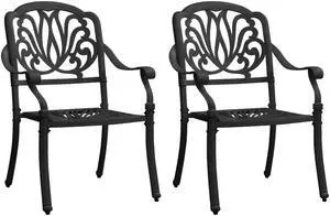 vidaXL Patio Chairs 2 Pcs Patio Furniture for Garden Deck Cast Aluminum Black