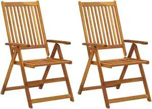 vidaXL Outdoor Recliner Chairs 2 Pcs Patio Reclining Chair Solid Wood Acacia