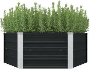 vidaXL Raised Garden Bed Anthracite Galvanized Steel Planter Flower Outdoor vidaXL Raised Garden Bed Anthracite Galvanized Steel Planter Flower Outdoor