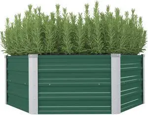 vidaXL Raised Garden Bed Galvanized Steel Green Planter Flower Box Outdoor