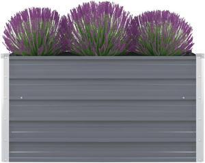 vidaXL Raised Garden Bed Galvanized Steel Gray Planter Flower Box Outdoor