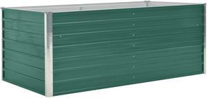 vidaXL Raised Garden Bed Galvanized Steel Green Planter Flower Box Outdoor