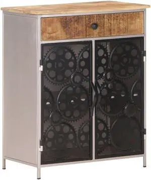 vidaXL Sideboard Storage Sideboard Cabinet for Entryway Rough Mango Wood & Iron