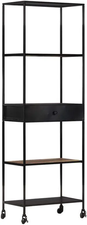 vidaXL Bookshelf Storage Shelf Shelving Book Cabinet Rough Mango Wood and Iron