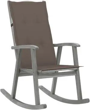 vidaXL Rocking Chair Outdoor Rocking Chair with Cushions Gray Solid Wood Acacia