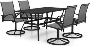 vidaXL Patio Dining Set 5 Pieces Textilene and Steel Outdoor Garden Dinner