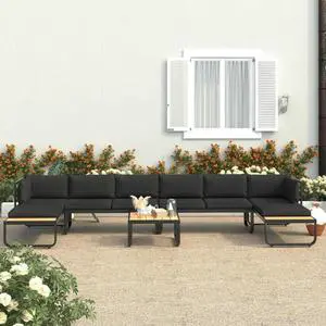 vidaXL Patio Lounge Set Outdoor Sofa with Cushions and Table 5 Piece Aluminum
