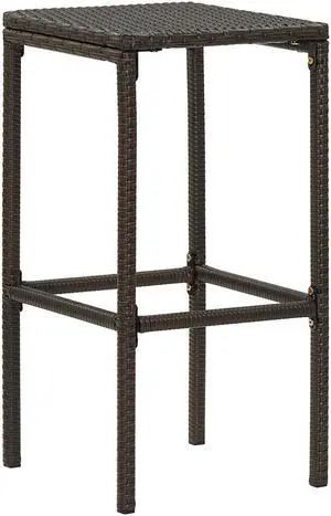 vidaXL Bar Stools with Cushions 2 pcs Brown Poly Rattan