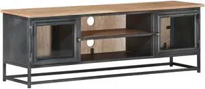 vidaXL TV Cabinet Gray 47.2"x11.8"x15.7" Solid Acacia Wood and Steel