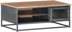 vidaXL Coffee Table End Table Side Table Gray Solid Wood Acacia 35.4 Inch