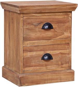 vidaXL Solid Teak Wood Bedside Cabinet Bedside Table Nightstand Storage Wooden