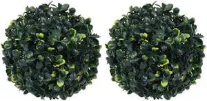 vidaXL Fake Plant 2 Pcs Artificial Plant Boxwood Topiary Ball Floral Decor 8.7"