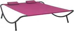 vidaXL Outdoor Chaise Lounge Patio Lounge Bed Sun Lounger Daybed Fabric Pink