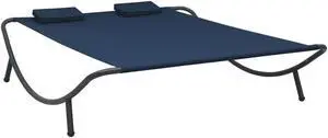 vidaXL Outdoor Chaise Lounge Patio Lounge Bed Sun Lounger Daybed Fabric Blue