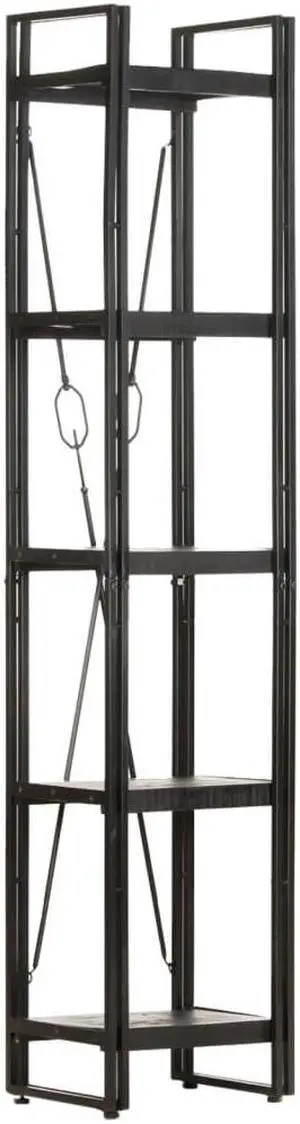vidaXL 5-Tier Solid Acacia Wood Bookcase Black 15.7" Bookshelf Stand Cabinet vidaXL 5-Tier Solid Acacia Wood Bookcase Black 15.7" Bookshelf Stand Cabinet