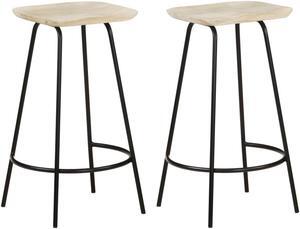 vidaXL Bar Stools Swivel Counter Chair 2 Pcs Cream Faux Leather and Bentwood