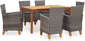 vidaXL Patio Furniture Set 4 Piece Sofa with Table Solid Acacia Wood Brown