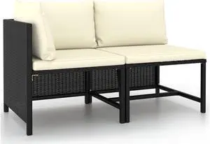vidaXL Patio Sofa Set 2 Piece Furniture Set for Garden Solid Teak Wood PE Rattan
