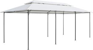 vidaXL Gazebo Patio Pavilion Canopy Party Tent Sunshade with Vented Roof White
