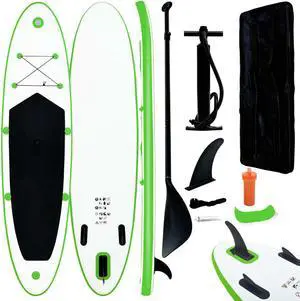 vidaXL Paddleboard Set with Accessories Inflatable Paddleboard Green and White