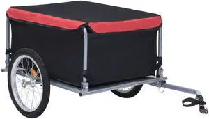 vidaXL Bike Cargo Trailer Black and Red Bicycle Luggage Trailer Hand Wagon