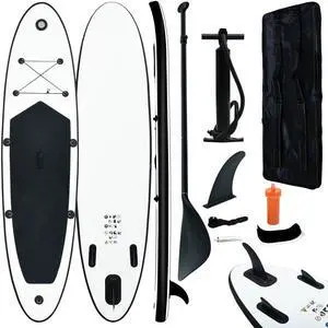 vidaXL Paddleboard Set Inflatable Paddle Board Sup Surboard, Black and White vidaXL Paddleboard Set Inflatable Paddle Board Sup Surboard, Black and White
