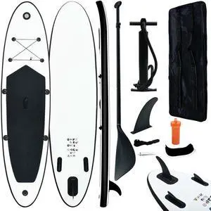 vidaXL Paddleboard Set with Accessories Inflatable Paddleboard Black and White vidaXL Paddleboard Set with Accessories Inflatable Paddleboard Black and White