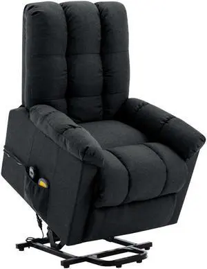 vidaXL Power Lift Recliner Electric Lift Chair for Elderly Dark Gray Fabric