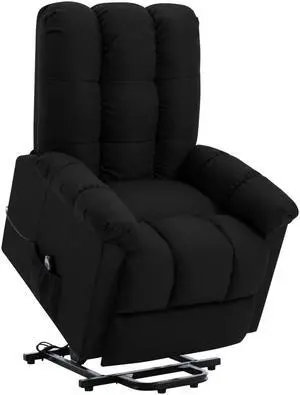 vidaXL Recliner Electric Power Lift Massage Recliner for Elderly Black Fabric