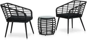 vidaXL Bistro Set Black, Transparent