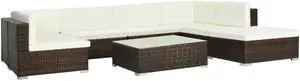 vidaXL Patio Sofa Set 8 Piece Sectional Sofa with Cushions Poly Rattan Brown