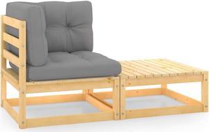 vidaXL Patio Furniture Set 2 Piece Sectional Sofa with Cushions Solid Wood Pine