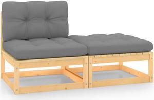 vidaXL Patio Furniture Set 2 Piece Sectional Sofa with Cushions Solid Wood Pine