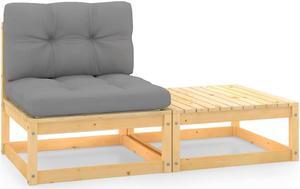 vidaXL Patio Furniture Set 2 Piece Sectional Sofa with Cushions Solid Wood Pine
