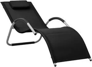 vidaXL Patio Lounge Chair Outdoor Chaise Lounge 2 Pcs Textilene Black and Gray