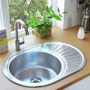 vidaXL Kitchen Sink Undermount Sink with Strainer Stainless Steel Sink Round