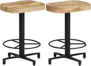 vidaXL Bar Stools 2 pcs 20.5" Solid Mango Wood