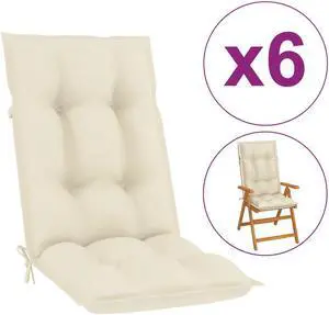 vidaXL Chair Cushion 6 Pcs Outdoor Garden High Back Chair Cushion Black Fabric vidaXL Chair Cushion 6 Pcs Outdoor Garden High Back Chair Cushion Black Fabric
