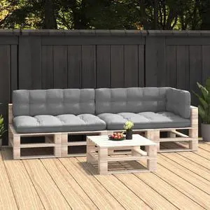 vidaXL Chair Cushion 5 Pcs Outdoor Pallet Seat Cushion Sofa Pad Gray Fabric