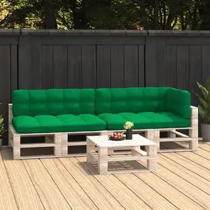 vidaXL Chair Cushion 5 Pcs Outdoor Pallet Seat Cushion Sofa Pad Green Fabric