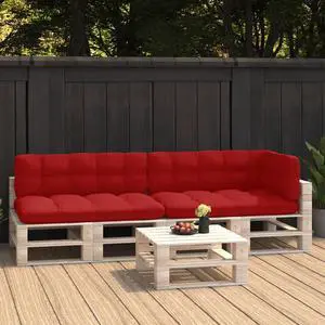 vidaXL Chair Cushion 5 Pcs Outdoor Pallet Seat Cushion Sofa Pad Red Fabric